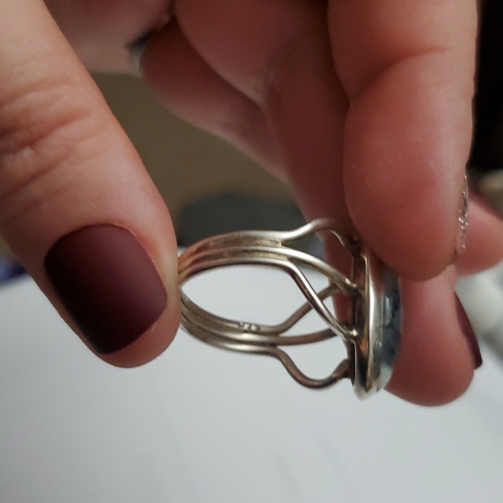 Sterling Silver Opal Dendrite Ring - image 2